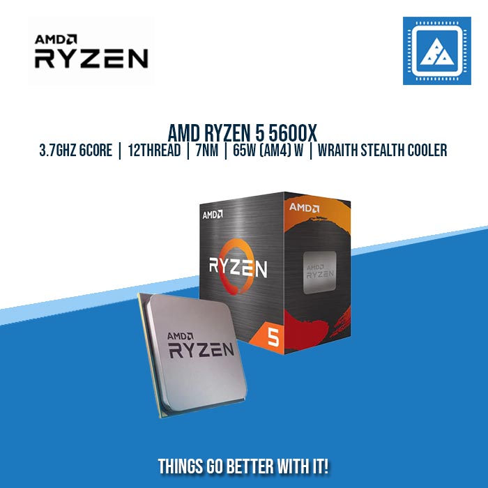 AMD RYZEN 5 5600X 3.7GHZ 6CORE | 12THREAD | 7NM | 65W (AM4) W | WRAITH STEALTH COOLER AMD RYZEN 5 5600X 3.7GHZ 6CORE | 12THREAD | 7NM | 65W (AM4) W | WRAITH STEALTH COOLER